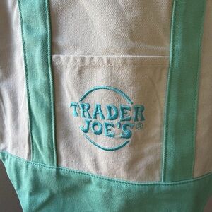 Trader Joe's Limited Edition Pastel Mini Mint Green Canvas Tote Bag